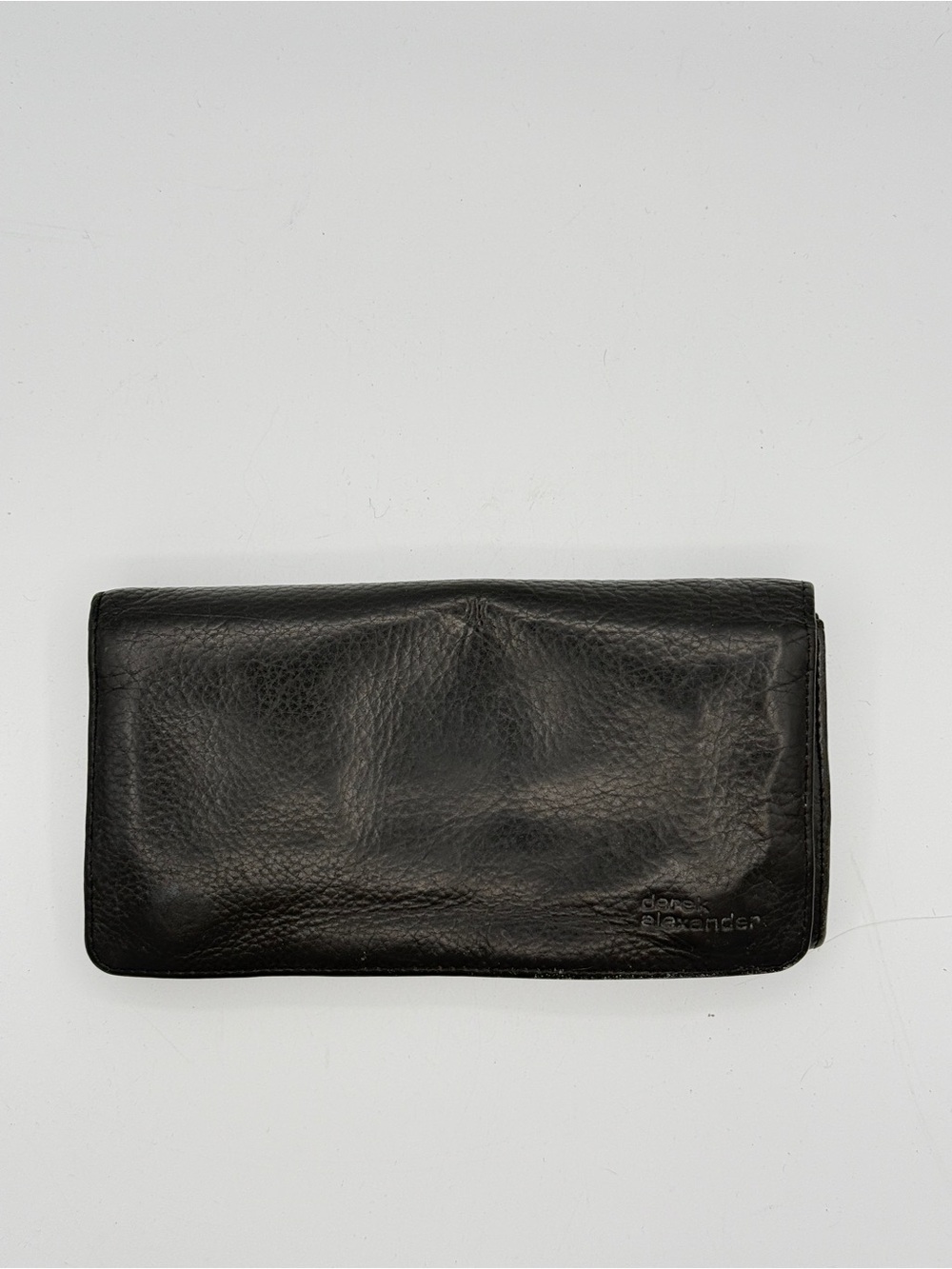 Derek Alexander Black Leather Long Bifold Wallet Minimalist Functional